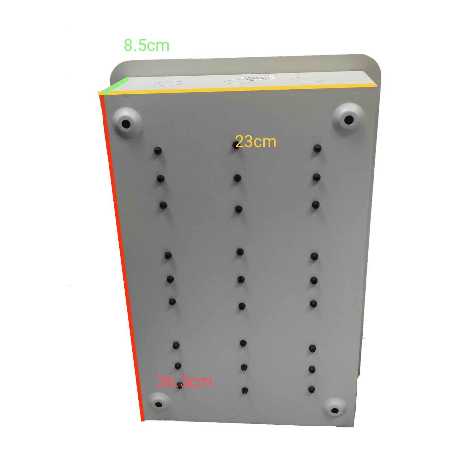 Royu Panel Board 5x5 10 Holes for 2 Pole Plug in electrical component with measurements displayed