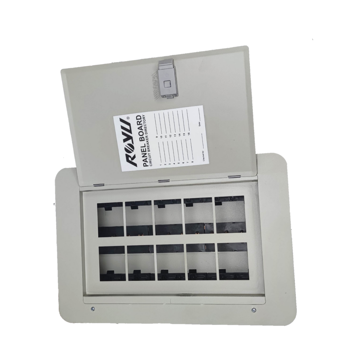 Royu Panel Board 5x5 10 Holes for 2 Pole Plug in electrical circuit board with open cover