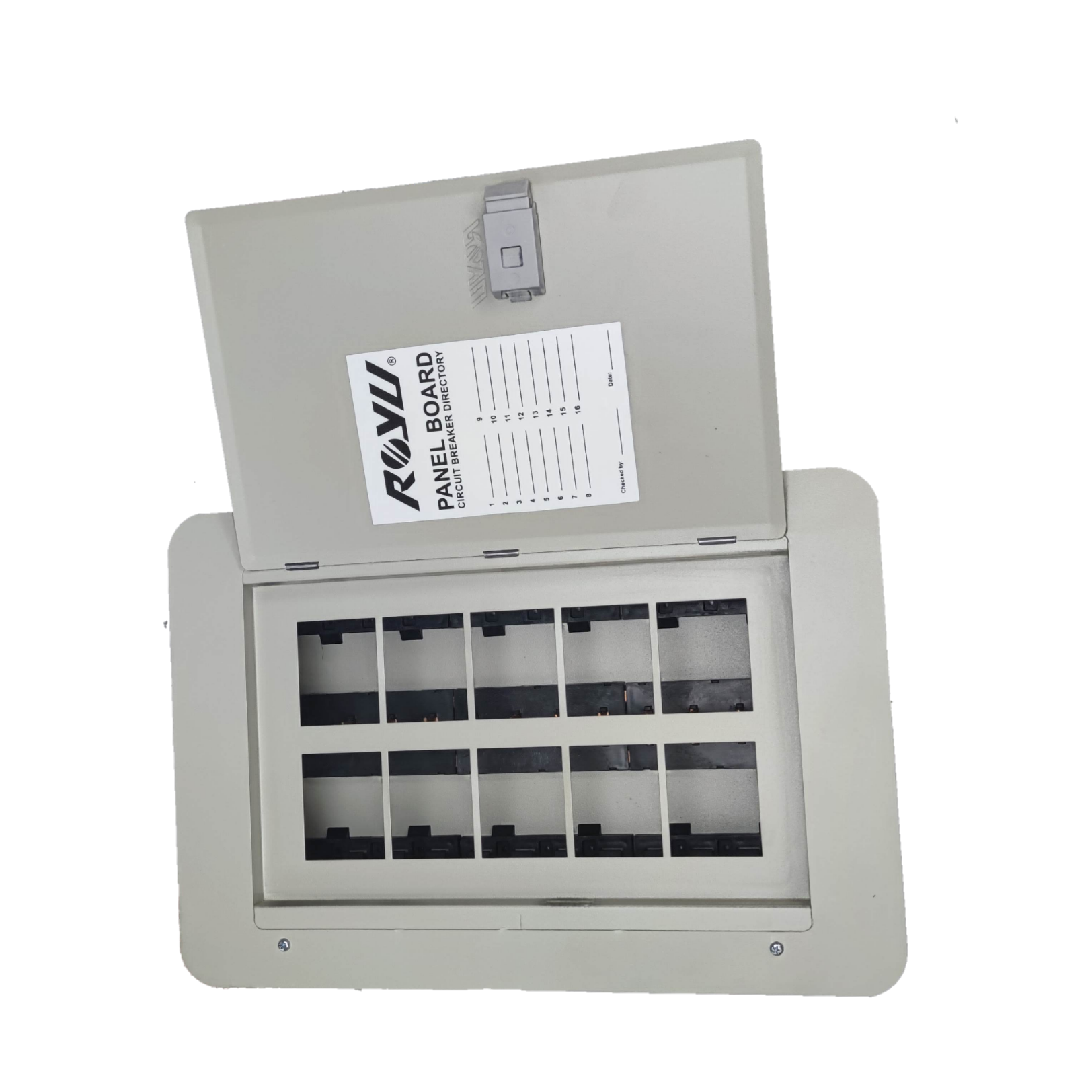 Royu Panel Board 5x5 10 Holes for 2 Pole Plug in electrical circuit board with open cover