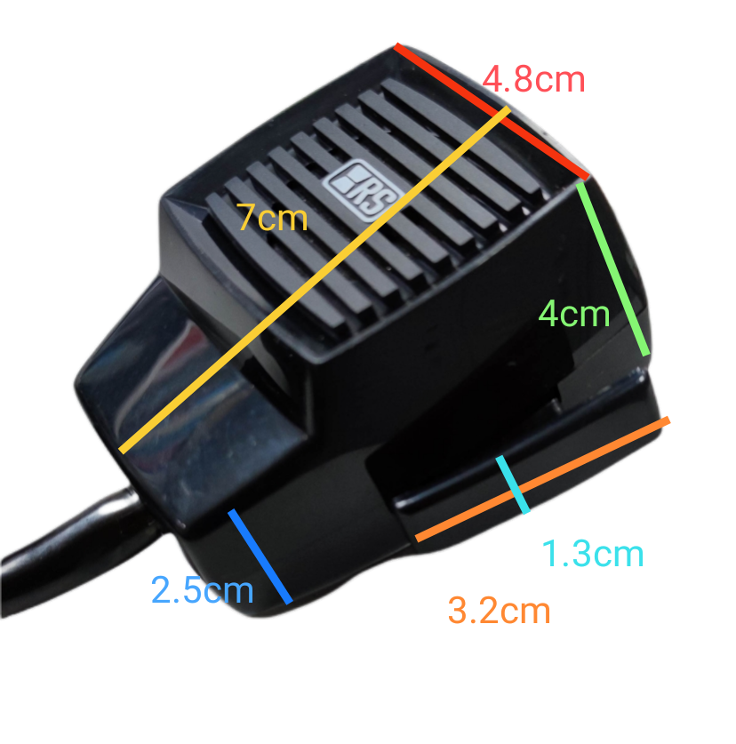 5 pin push to talk microphone with dimensions marked for easy reference and clear audio transmission