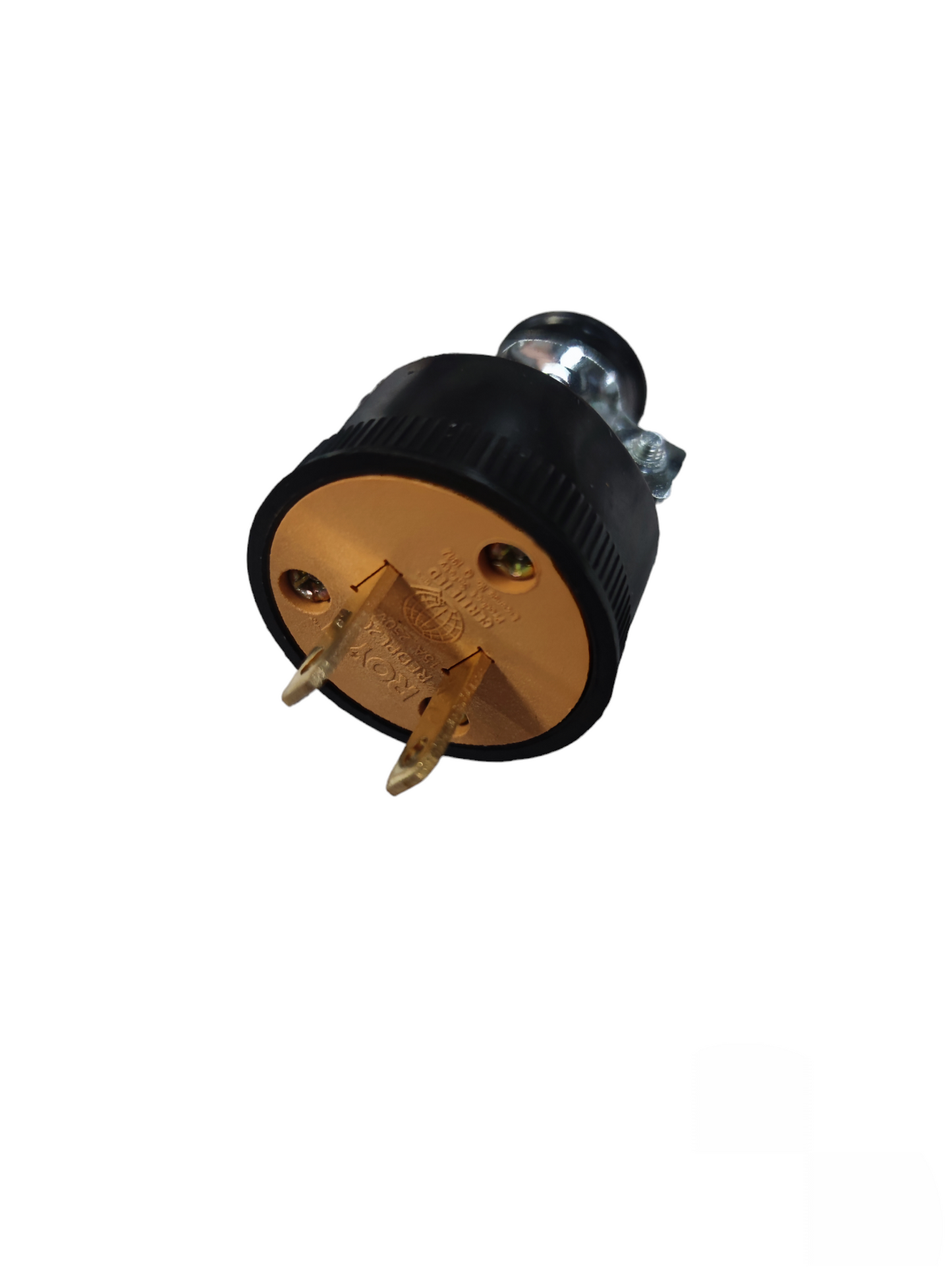 Royu Rubber Plug Flat Pin 15A 250V REDPL202 black and gold electrical plug with flat pins