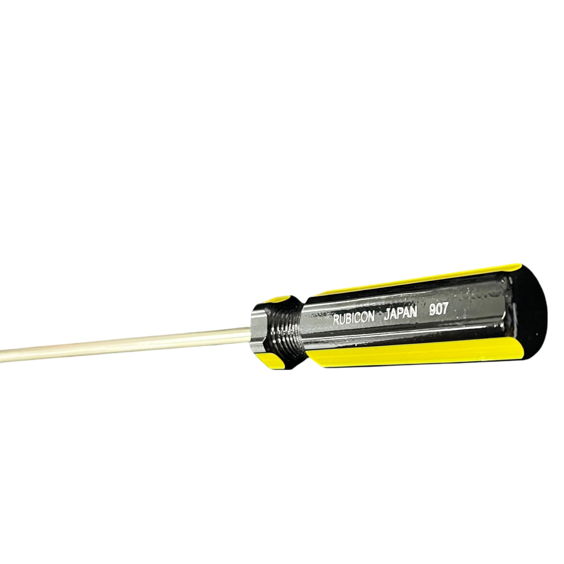 Rubicon 250mm screwdriver with black and yellow handle and steel shaft for precision hand tool use