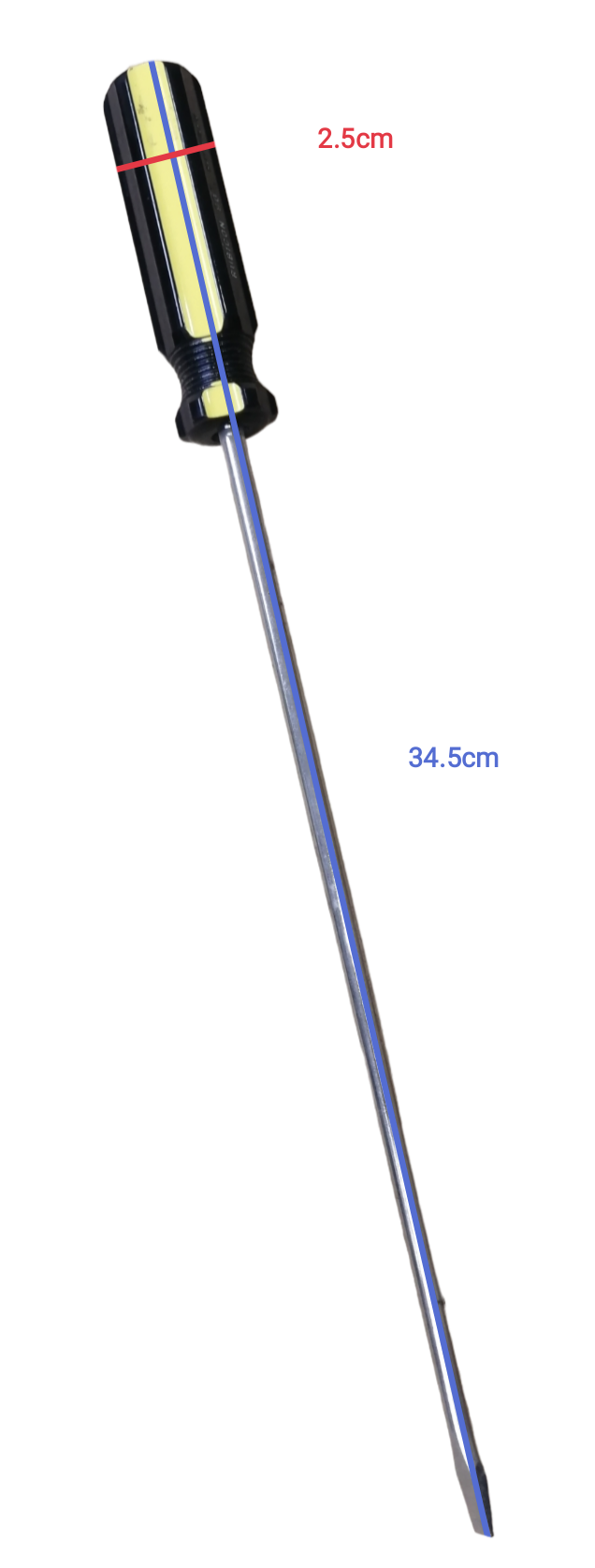 Rubicon 250mm screwdriver with clear handle and long metal shaft for precise hand tool use