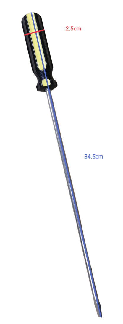 Rubicon 250mm screwdriver with clear handle and long metal shaft for precise hand tool use