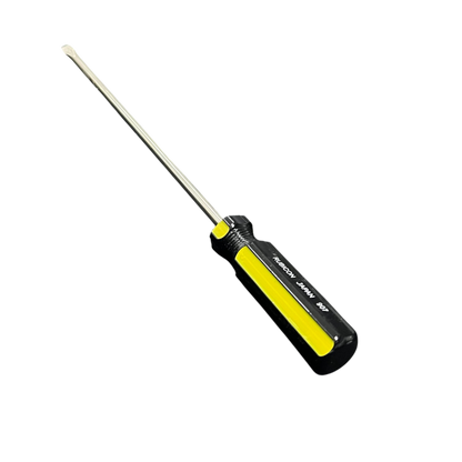 Rubicon 250mm screwdriver with black and yellow handle and metal shaft for precision hand tool use