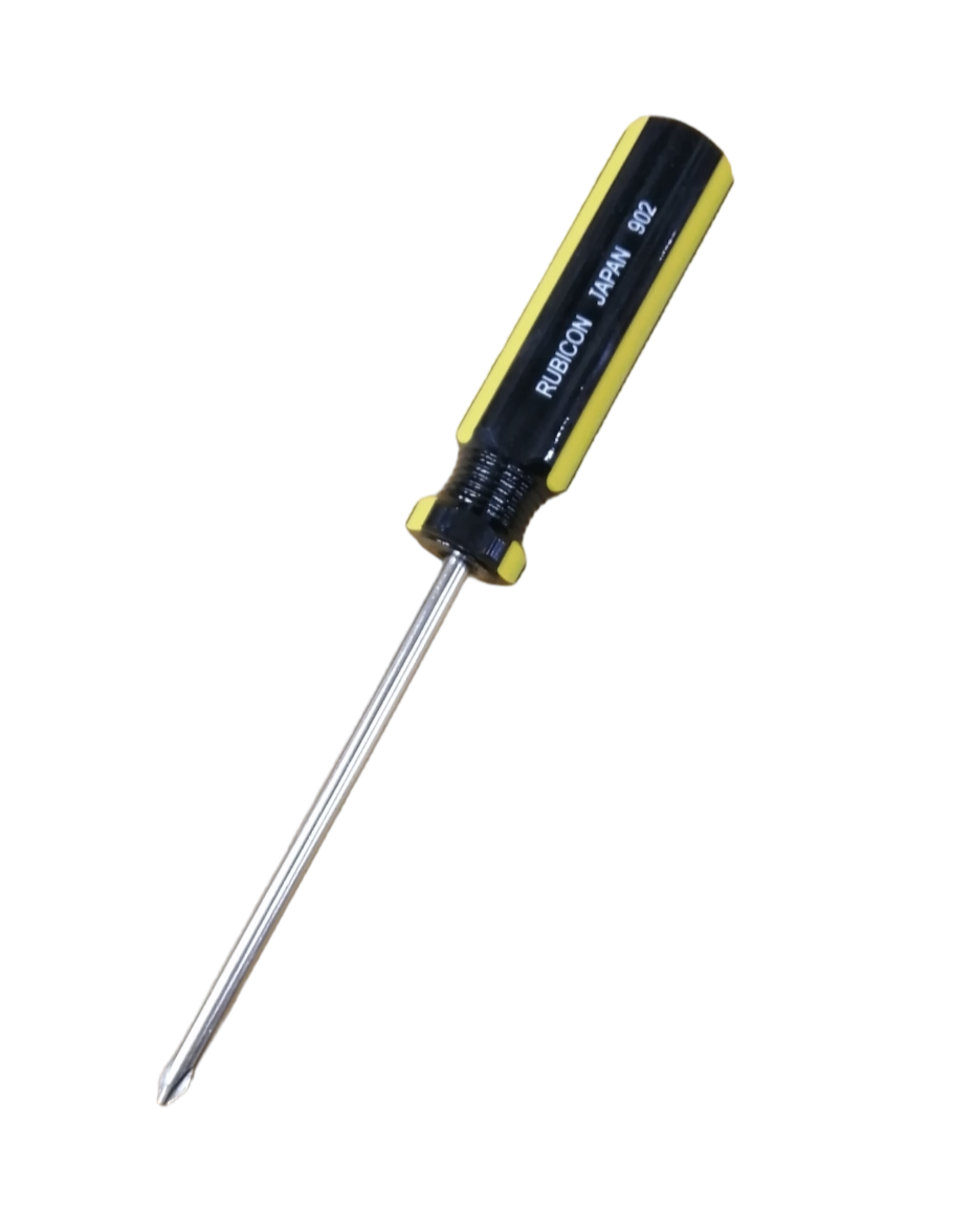 Rubicon 4 inch Phillips screwdriver with black and yellow handle for precise hand tool use