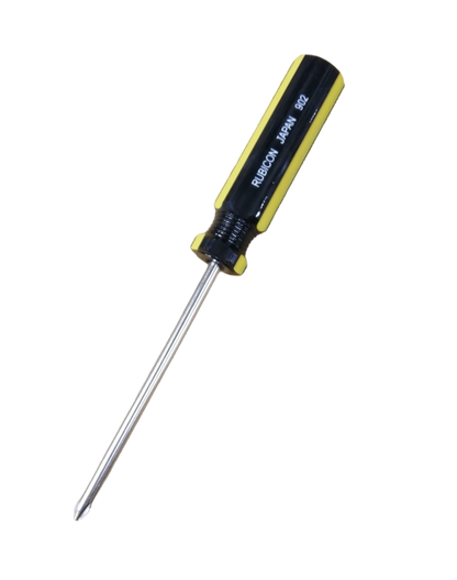 Rubicon 4 inch Phillips screwdriver with black and yellow handle for precise hand tool use