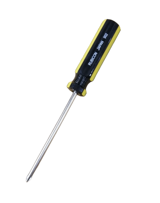 Rubicon 4 inch Phillips screwdriver with black and yellow handle for precise hand tool use