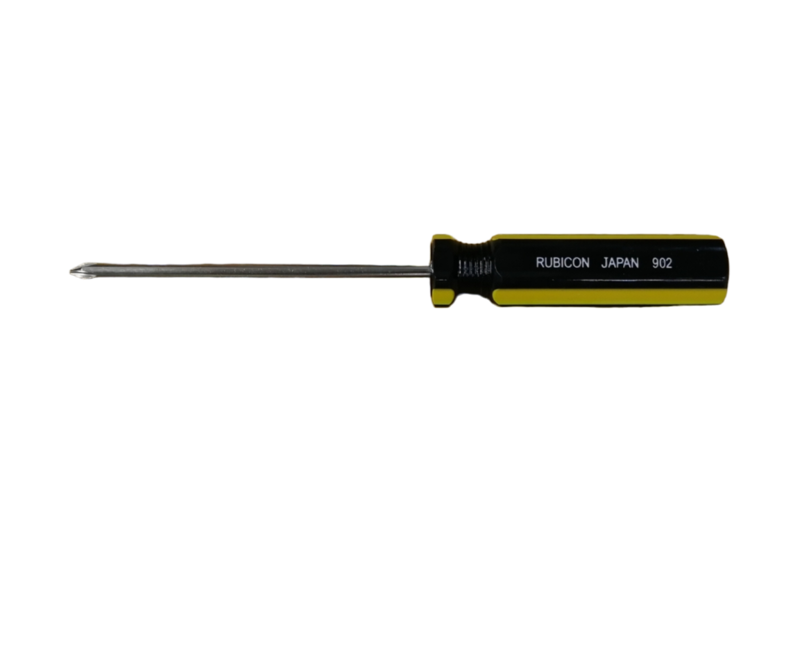 Rubicon 4 inch Phillips screwdriver with black and yellow handle and metal shaft