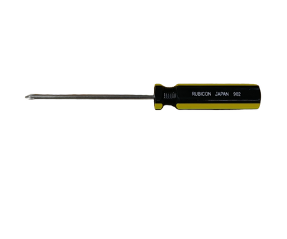 Rubicon 4 inch Phillips screwdriver with black and yellow handle and metal shaft