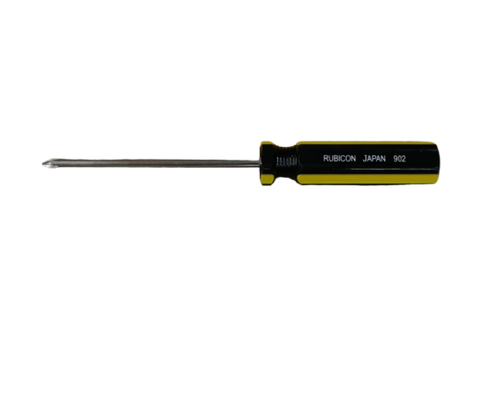 Rubicon 4 inch Phillips screwdriver with black and yellow handle and metal shaft