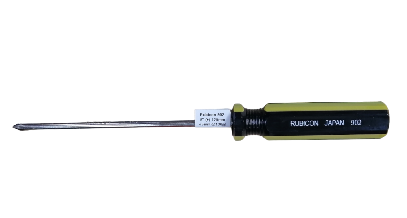 5 inch Philips screwdriver Rubicon with black and yellow handle marked Rubicon Japan 902