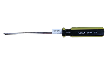 5 inch Philips screwdriver Rubicon with black and yellow handle marked Rubicon Japan 902