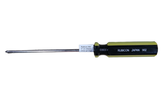 5 inch Philips screwdriver Rubicon with black and yellow handle marked Rubicon Japan 902