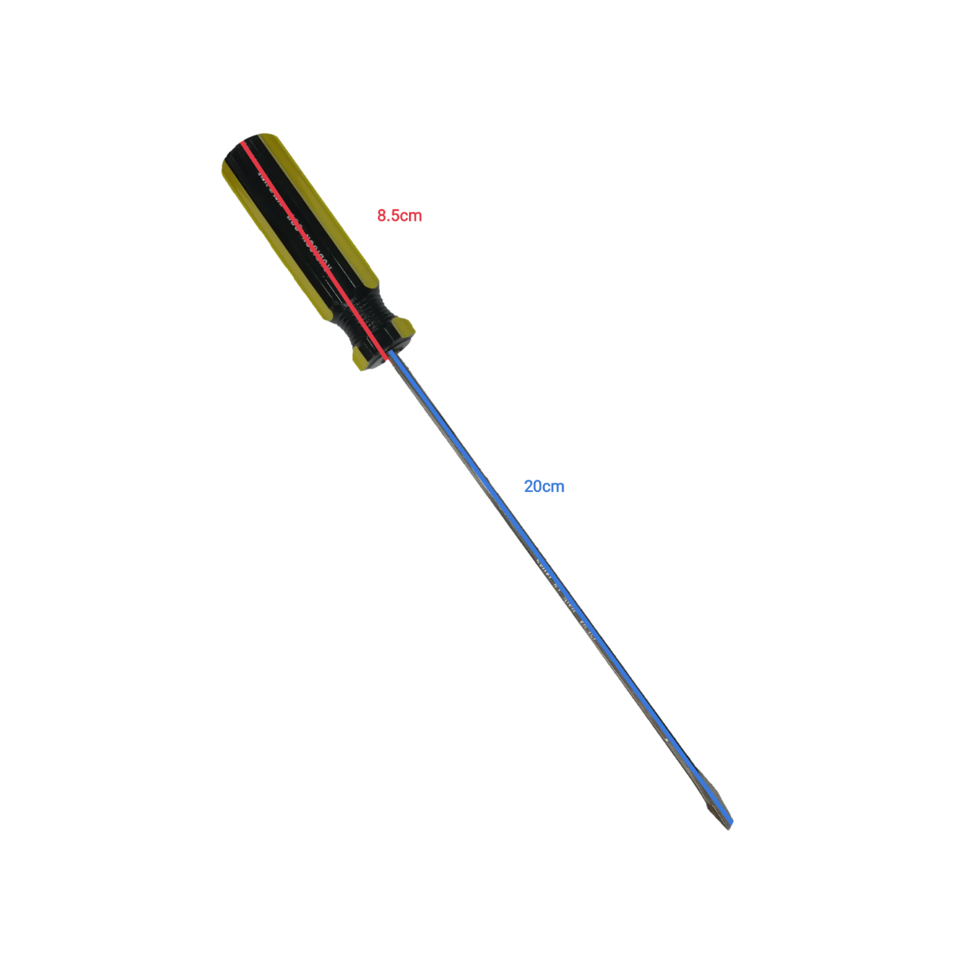 Rubicon 8 Inch Flat Head Screw Driver 902 with black and yellow handle and metal shaft