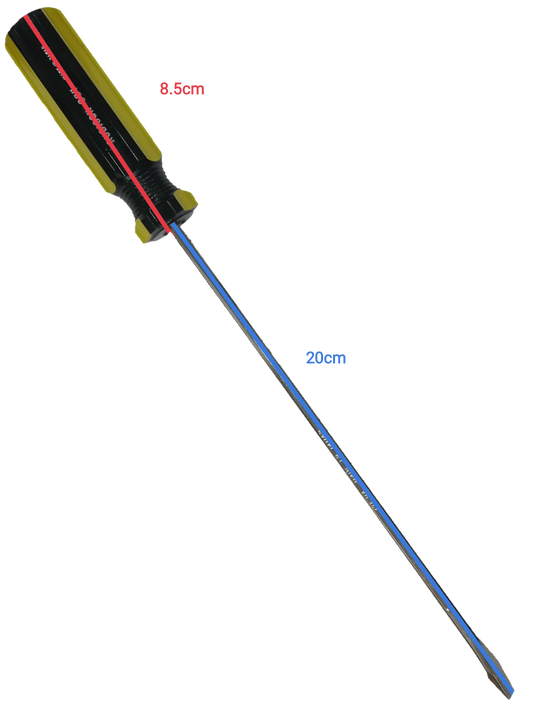 Rubicon 8 Inch Flat Head Screw Driver 902 with black and yellow handle and metal shaft