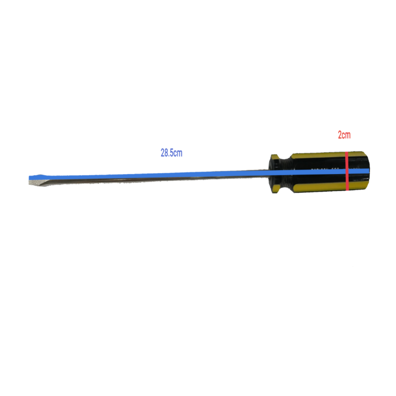 Rubicon 8 Inch Flat Head Screw Driver 902 with measured dimensions on black background
