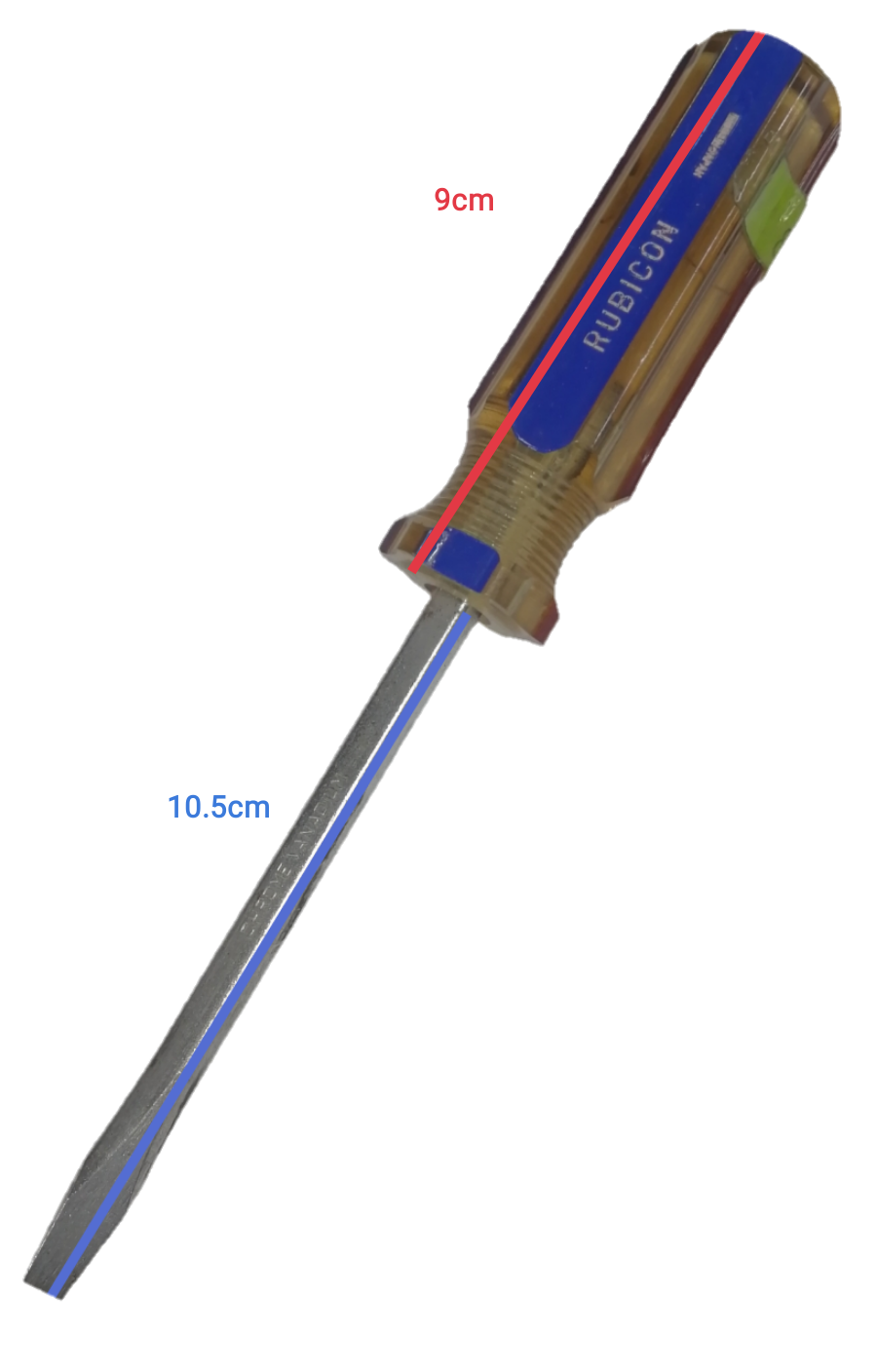 Rubicon Flat Head Screw Driver 100mm with clear ergonomic handle and durable metal blade