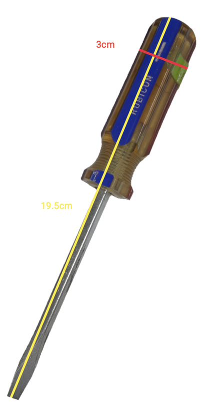 Rubicon Flat Head Screw Driver 100mm with clear ergonomic handle and long metal shaft
