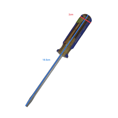 Rubicon Flat Head Screw Driver 407 100mm with clear handle and metal shaft for precise fastening