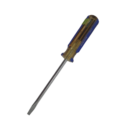 Rubicon Flat Head Screw Driver 407 100mm with clear brown handle and metal shaft