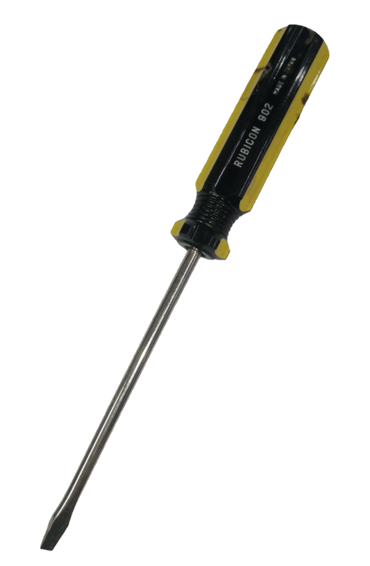 Rubicon Flat Head Screw Driver 902 100mm with black and yellow handle and steel shaft