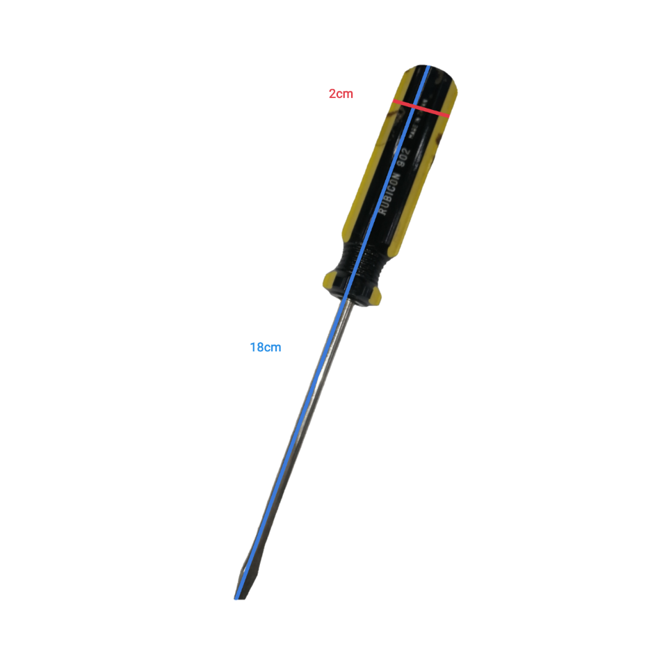 Rubicon Flat Head Screw Driver 902 100mm with yellow and black handle and metal shaft