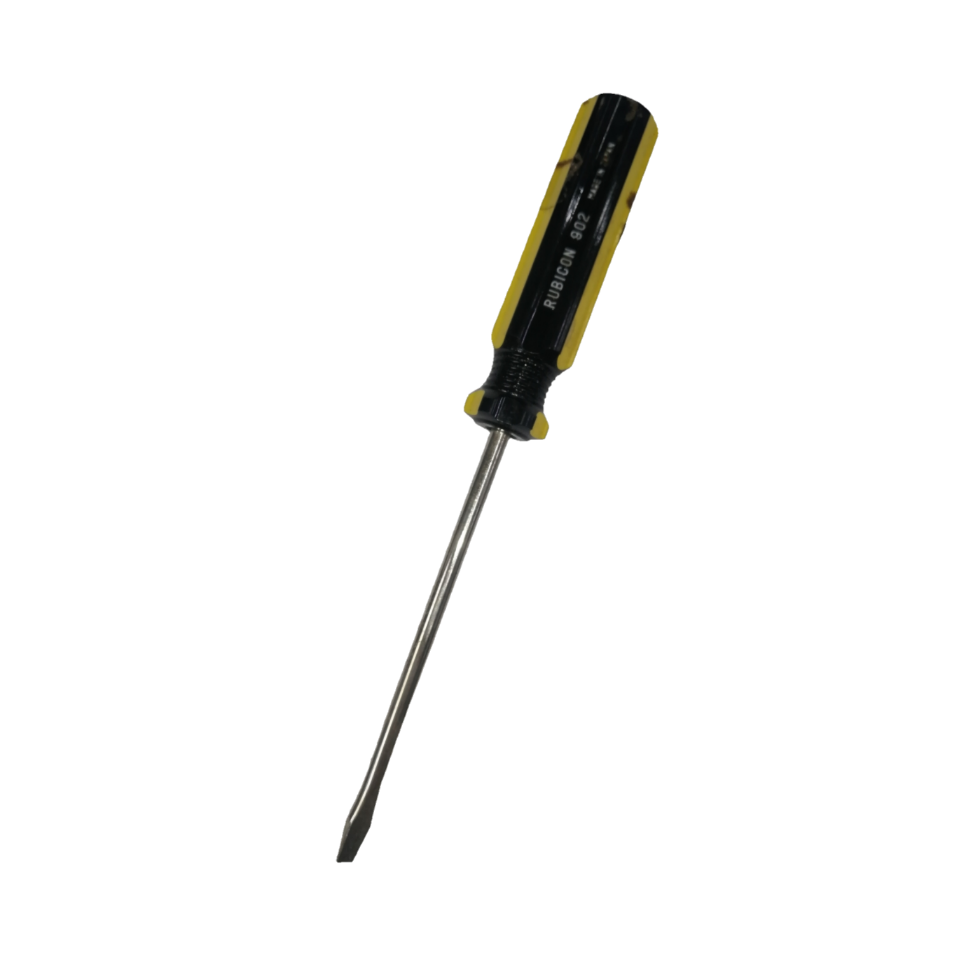 Rubicon Flat Head Screw Driver 902 100mm with black and yellow handle for hand tool use