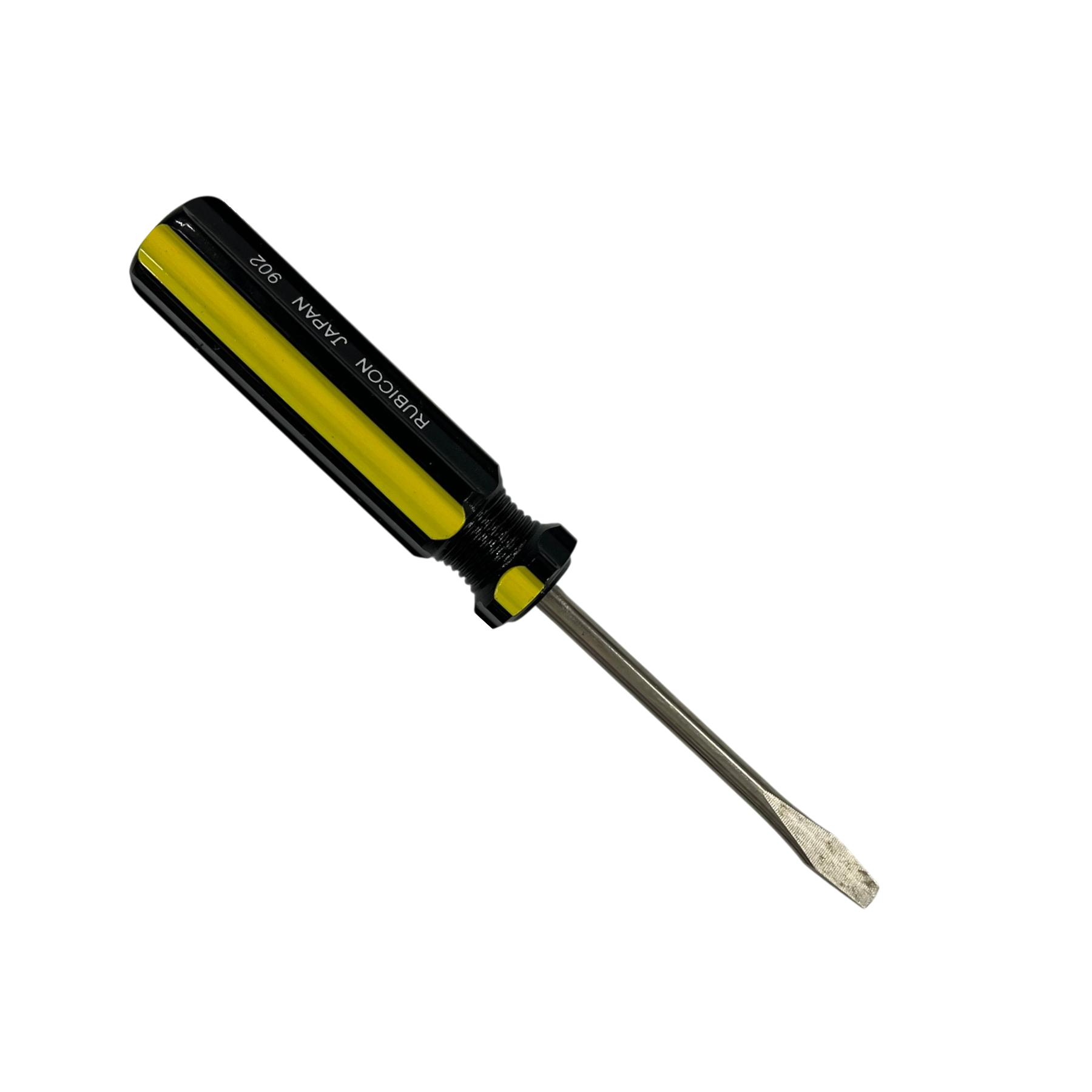 Rubicon Flat Head Screw Driver 902 75mm with black and yellow ergonomic handle
