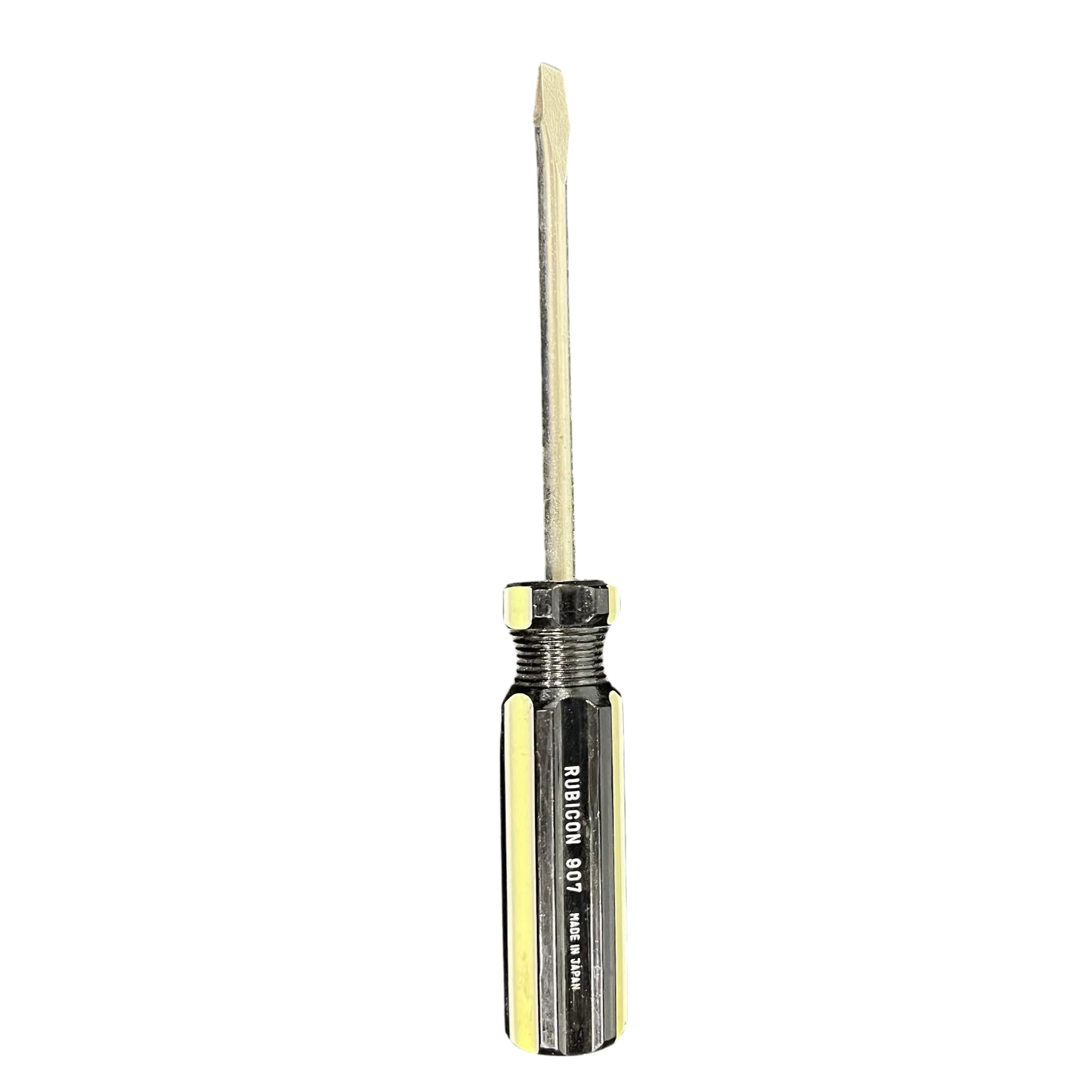 Rubicon Flat Head Screw Driver 907 100mm with black and yellow handle for precision work