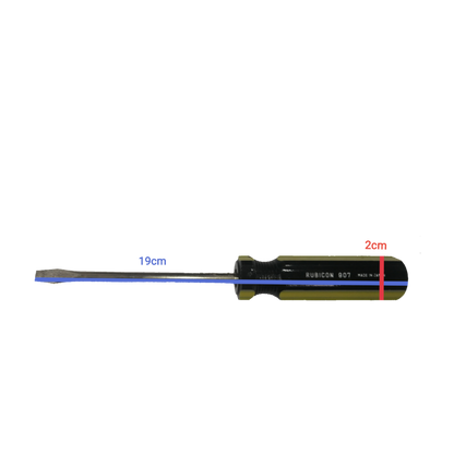 Rubicon Flat Head Screw Driver 907 100mm with black and yellow handle and metal shaft