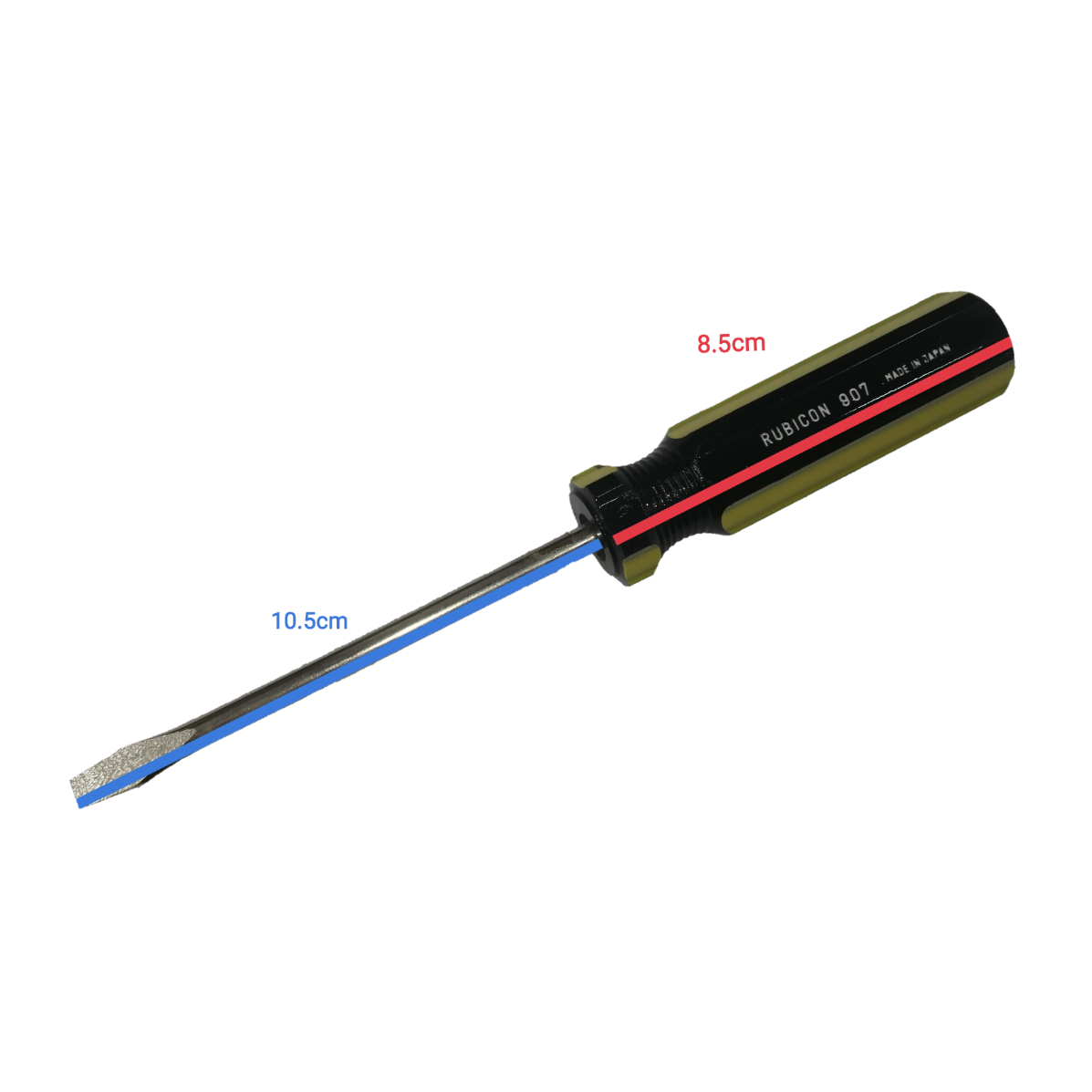 Rubicon Flat Head Screw Driver 907 100mm with black and yellow handle and steel blade