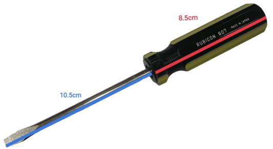 Rubicon Flat Head Screw Driver 907 100mm with black and yellow handle and steel blade
