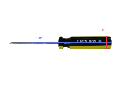 Rubicon industrial Philip screwdriver 5mm shaft with black and yellow handle measuring 18cm total length