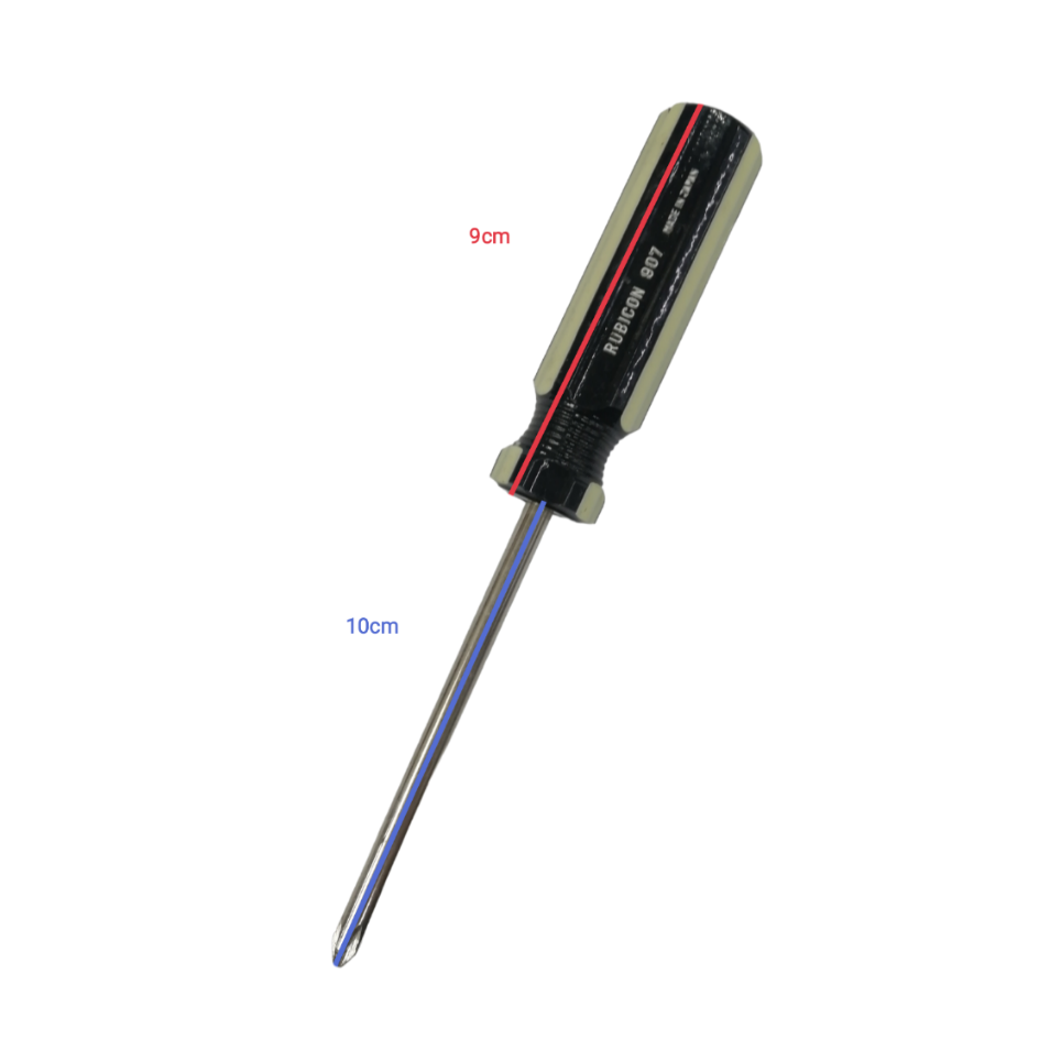 Rubicon Philip Screw Driver 907 100mm with black and beige handle and metal shaft