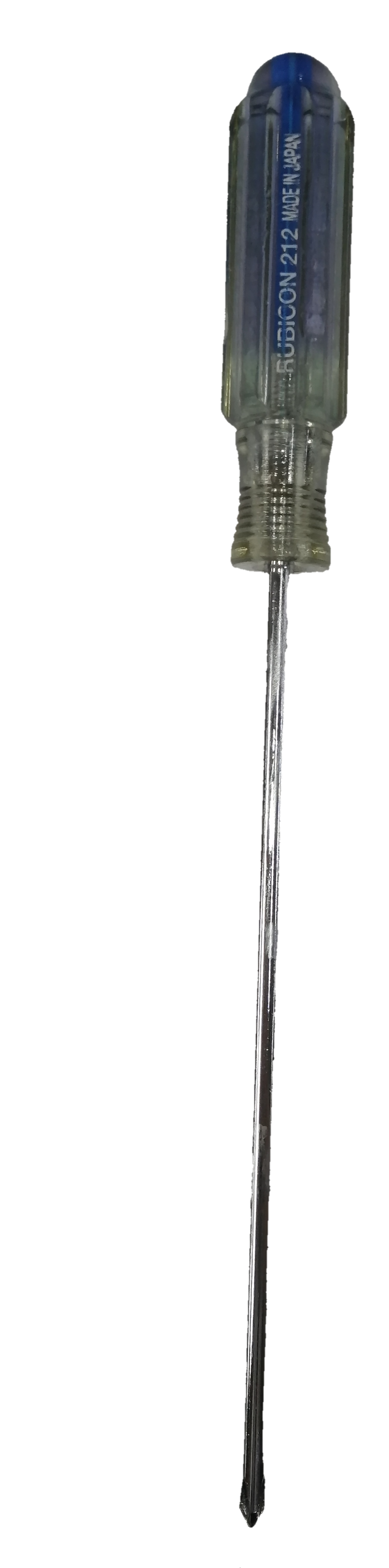 Clear handle Screw Driver Made in Japan Rubicon with a long, durable metal shaft for precision repairs