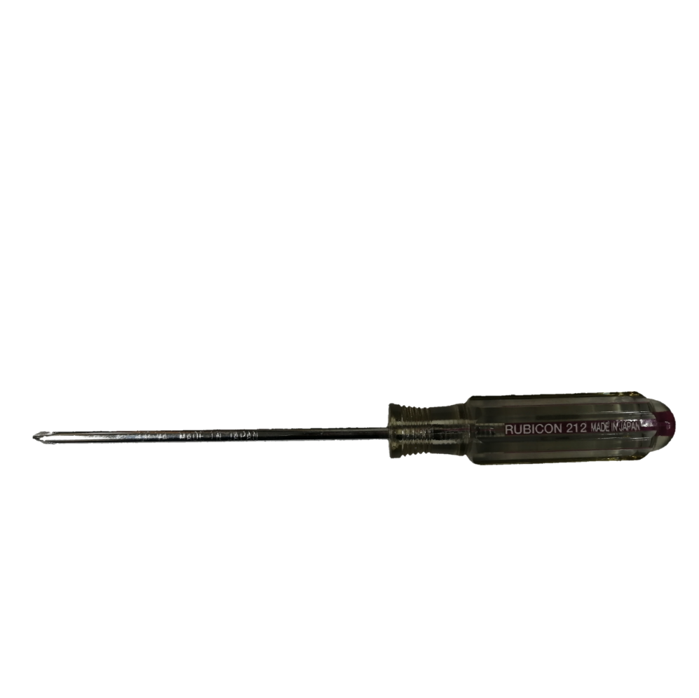 Rubicon Philip Screw Driver Rainbow 212 100mm with clear handle and metal shaft for precision tasks