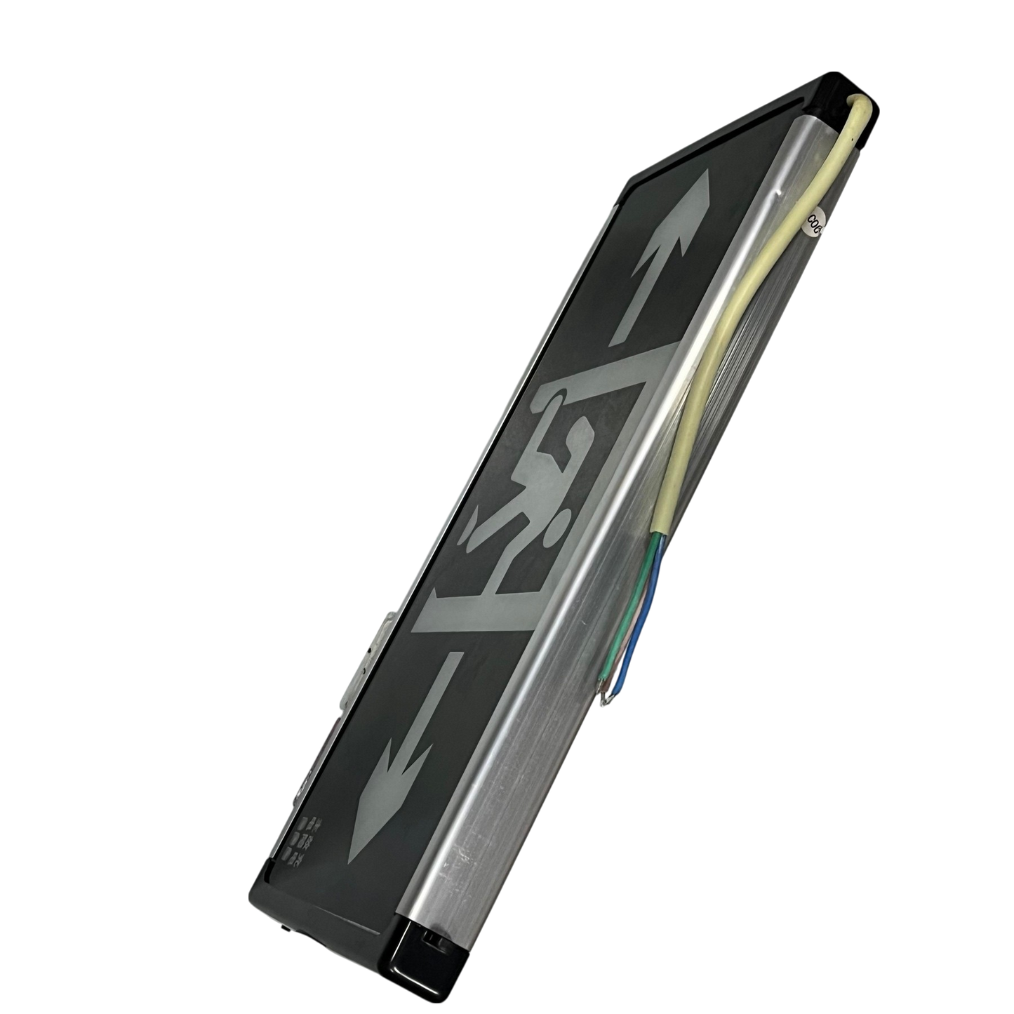 Running Man Left and Right Green 3W 220V work and safety light sign with wiring on black background