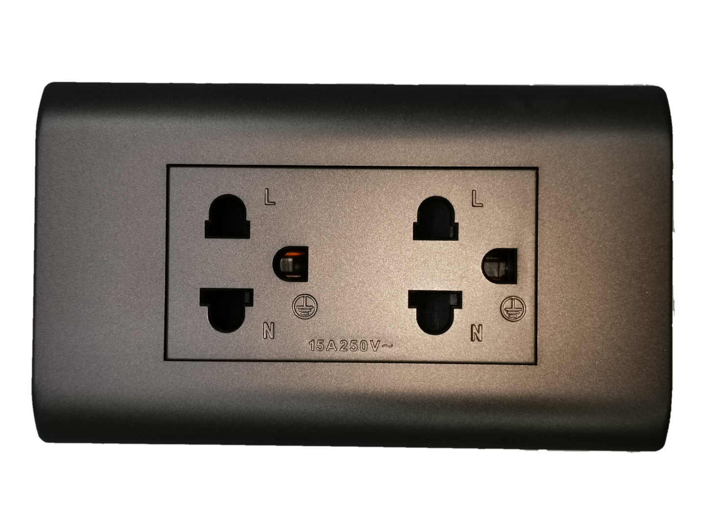 Royu outlet with ground dark gray power point with dual sockets and safety features
