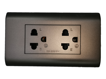 Royu outlet with ground dark gray power point with dual sockets and safety features