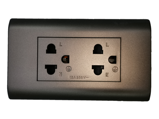 Royu outlet with ground dark gray power point with dual sockets and safety features