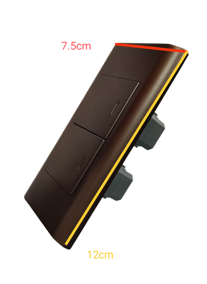 MD513 Darkd Wood 2 gang switch with a sleek design and dual switch functionality for modern homes