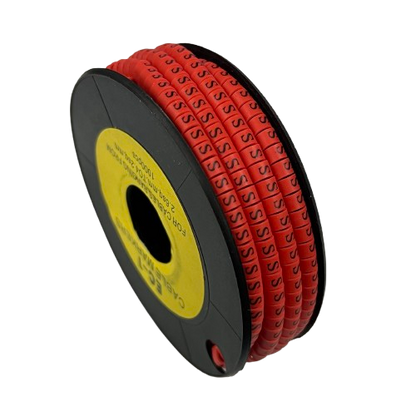 Grippes S Marker Red 2.6mm to 4.2mm 1000pcs cable management markers on a black spool