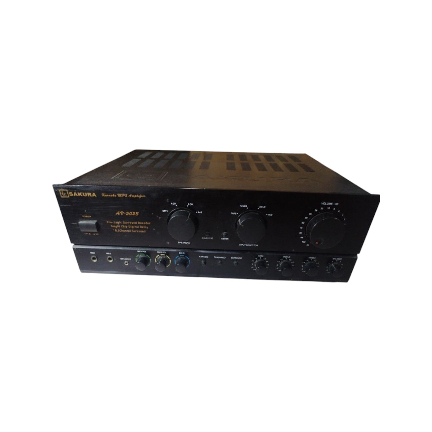 Sakura AV-5023 home karaoke amplifier with multiple input options and adjustable controls