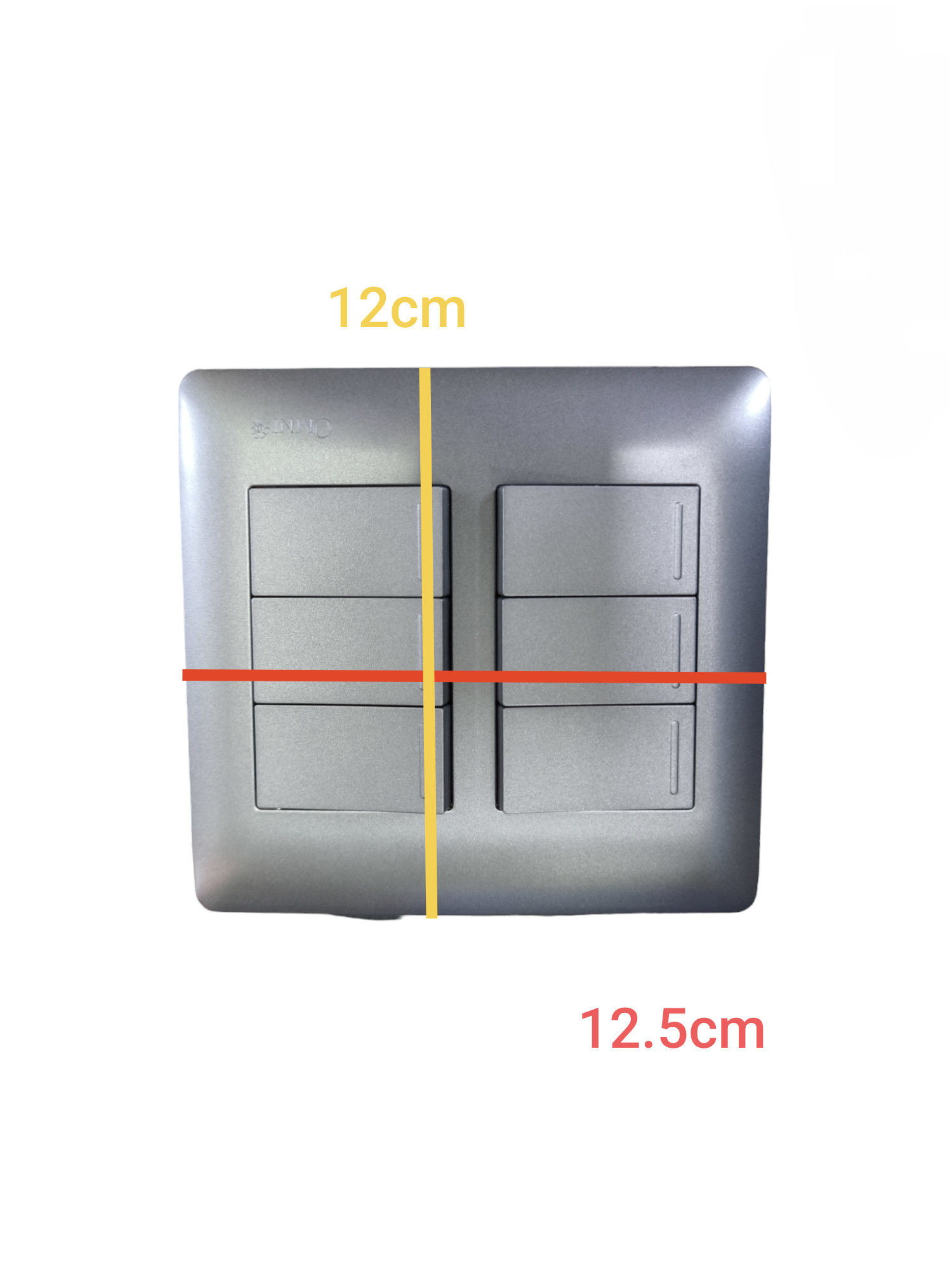 Omni 6 Gang 1 Way Switch with box 16A 250V in silver with six rectangular switches