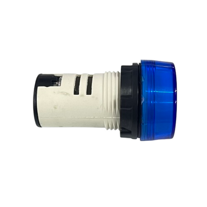 Grippes work safety LED indicator lamp 22mm 24V blue panel mount with blue lens and threaded body