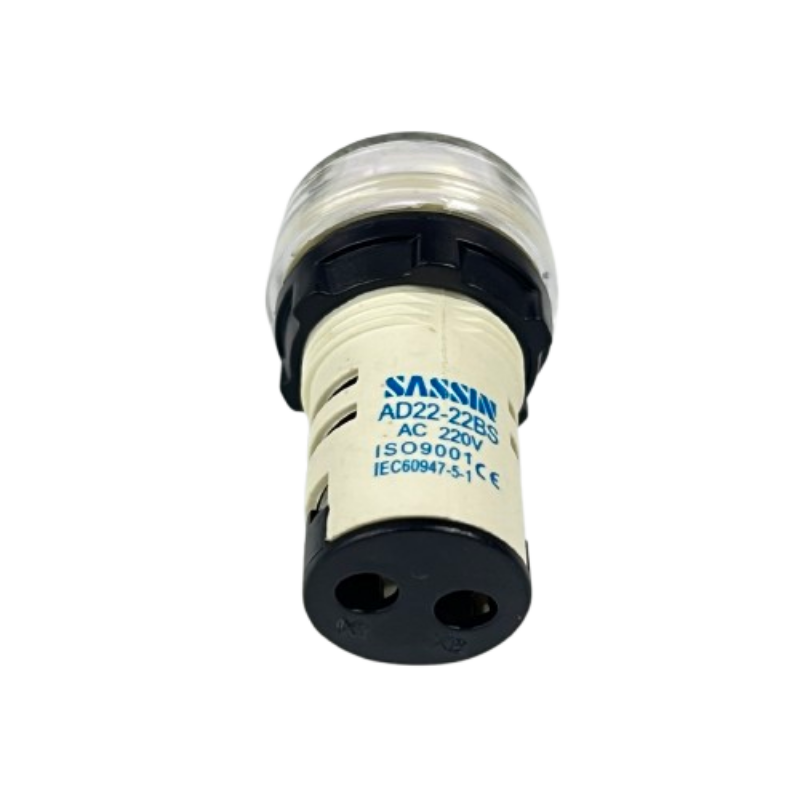 Sassin Pilot Lamp WHITE 22mm 220V AC indicator light with clear lens and two pin base