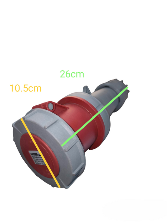 Sassin Industrial Outlet Connector Type 220V in red and gray with dimensions 26cm by 10.5cm