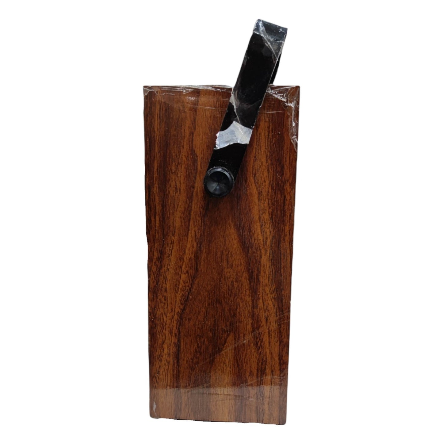 Wooden knife block with a black-handled knife on a white background Sanwa Automatic Cut-Out Multi Tester Vintage Multi Power Tester N-301 (For Display on your Collection)