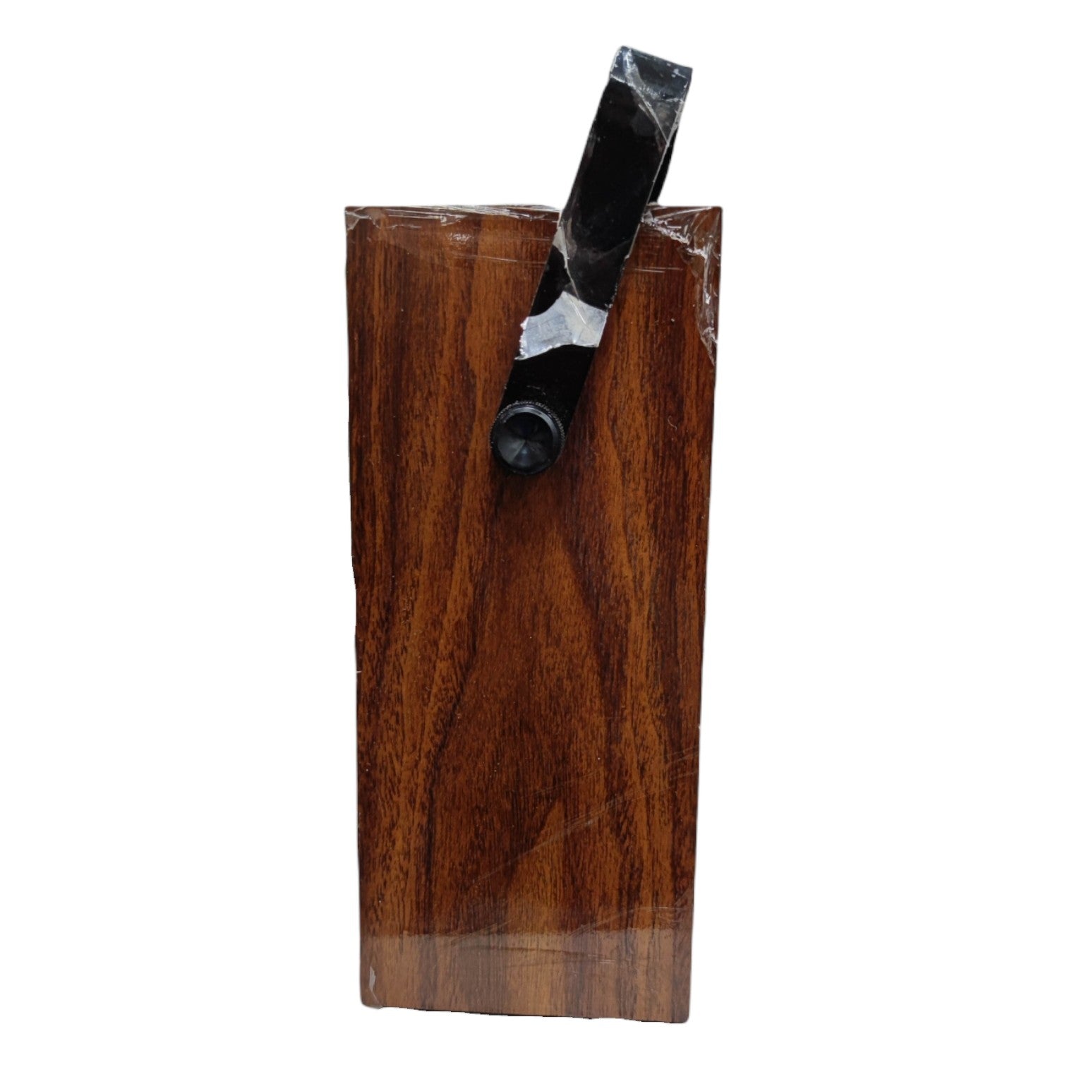 Wooden knife block with a black-handled knife on a white background Sanwa Automatic Cut-Out Multi Tester Vintage Multi Power Tester N-301 (For Display on your Collection)